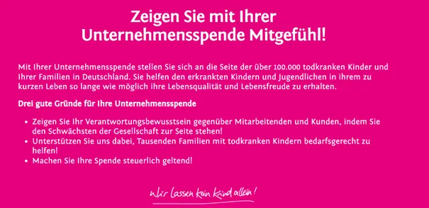 Spendenaktion Deutsches Kinderhospiz